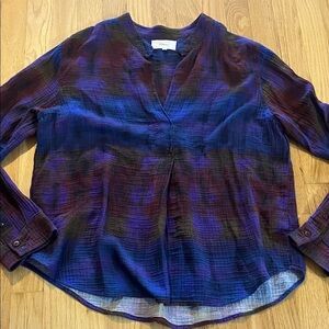 Xirena Gauze Brushed Cotton Long Sleeve Celestial Blouse Sz M